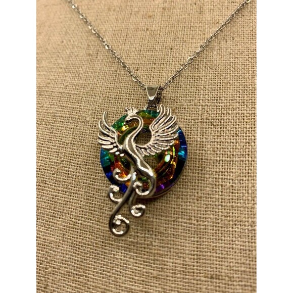 Phoenix Multi Crystal colored Pendant Necklace - Picture 6 of 11